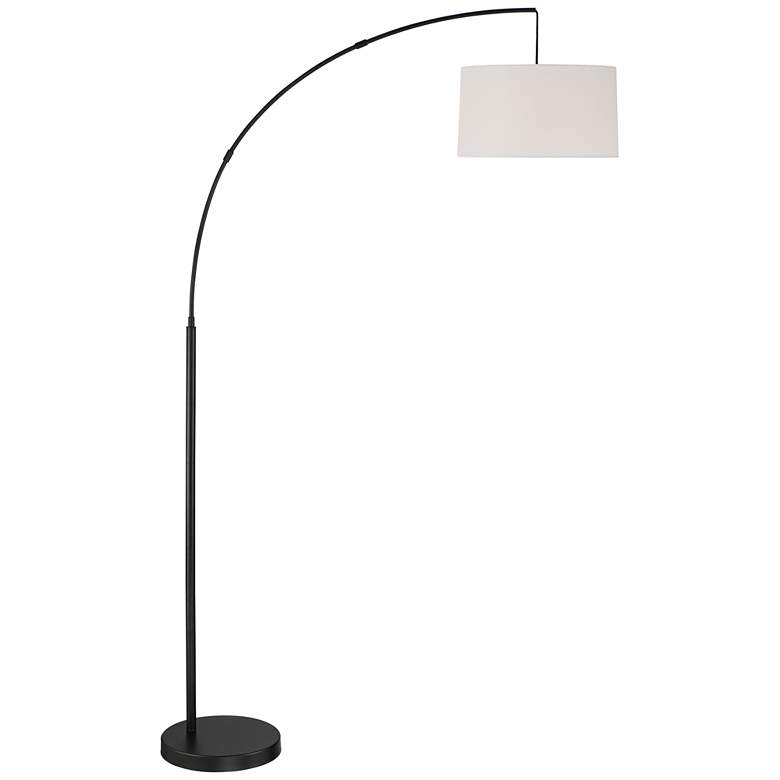 Modern Arc Floor Lamp with White Linen Shade