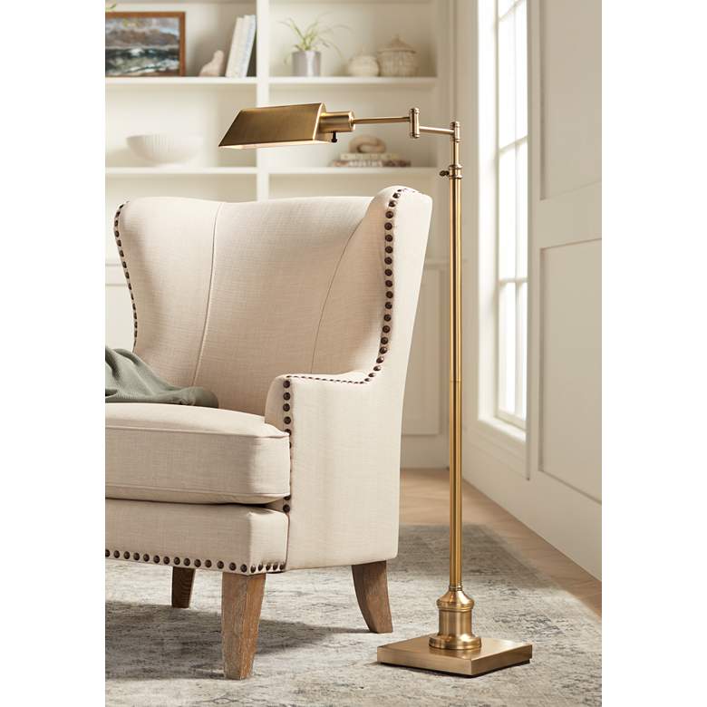 Adjustable Swing-Arm Pharmacy-Style Floor Lamp